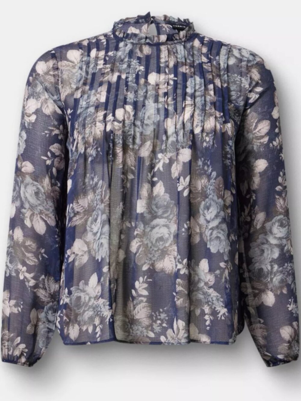 torrid Navy and Cream Floral Pleated Blouse